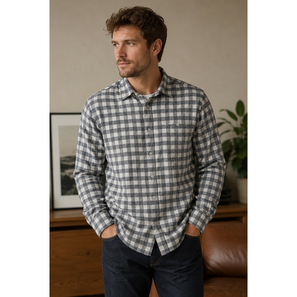 Civil Society Shirt Mens XL Blue‎ Gingham Plaid Flannel Button Up Casual